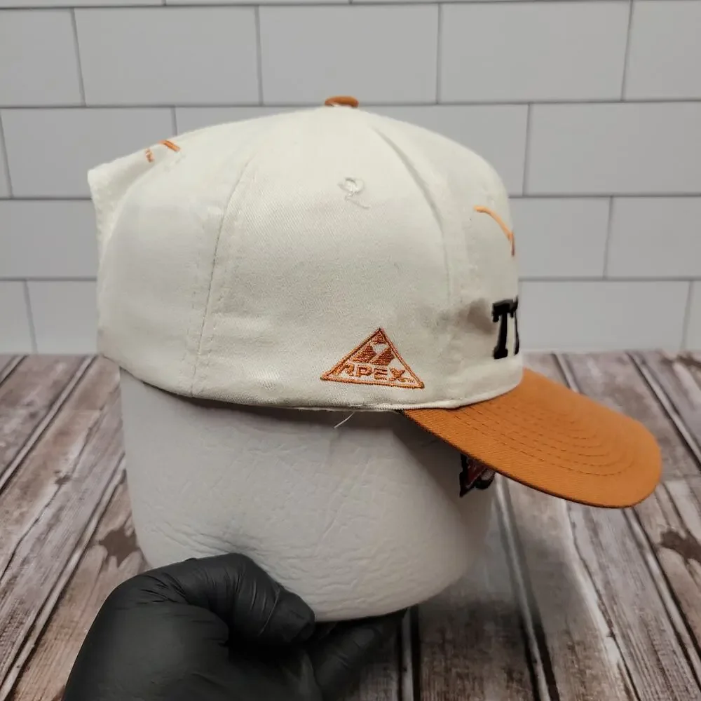 Vintage Apex One Texas Longhorns Snapback Hat NCAA White Orange Made Taiwan